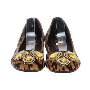 Yellow Box jeweled leopard print leather flats size 7.5